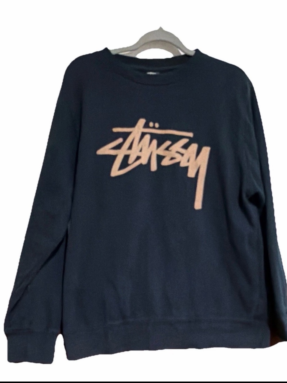 Stussy Black Fleece Sweatshirt with Red Logo Patch